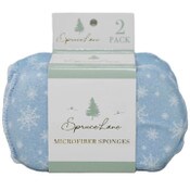 Wholesale - 2pk Blue with White Snowflake Printed Sponges C/P 24, UPC: 195010164108